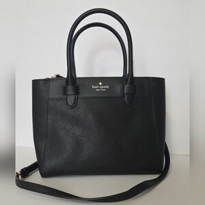 Kate Spade New York Black Leather Tote Bag – Classic & Elegant. (Melanie Satchel